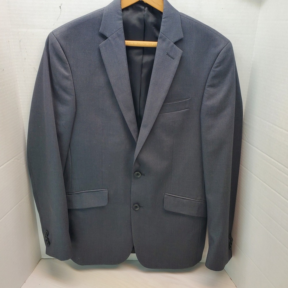 Kenneth Cole Reaction Mens 36R Gray Two Button Blazer Normcore Dark Academia